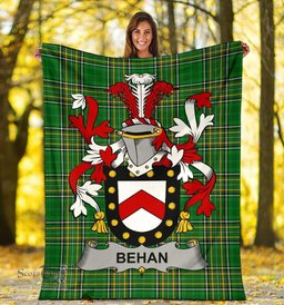 Scottish Behan Coat of Arms Family Crest Ireland Blanket Irish National Tartan Irish County Blanket