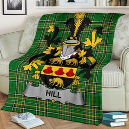 Scottish Hill Coat of Arms Family Crest Ireland Blanket Irish National Tartan Irish County Blanket