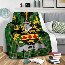 Scottish Hill Coat of Arms Family Crest Ireland Blanket Irish National Tartan Irish County Blanket