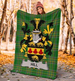 Scottish Hill Coat of Arms Family Crest Ireland Blanket Irish National Tartan Irish County Blanket
