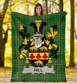 Scottish Hill Coat of Arms Family Crest Ireland Blanket Irish National Tartan Irish County Blanket