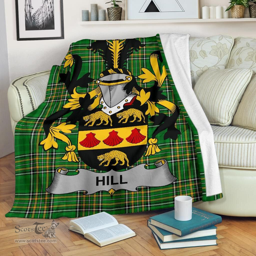 Scottish Hill Coat of Arms Family Crest Ireland Blanket Irish National Tartan Irish County Blanket