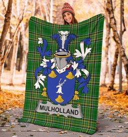 Scottish Mulholland Coat of Arms Family Crest Ireland Blanket Irish National Tartan Irish County Blanket