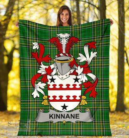 Scottish Kinnane or O'Kinane Coat of Arms Family Crest Ireland Blanket Irish National Tartan Irish County Blanket