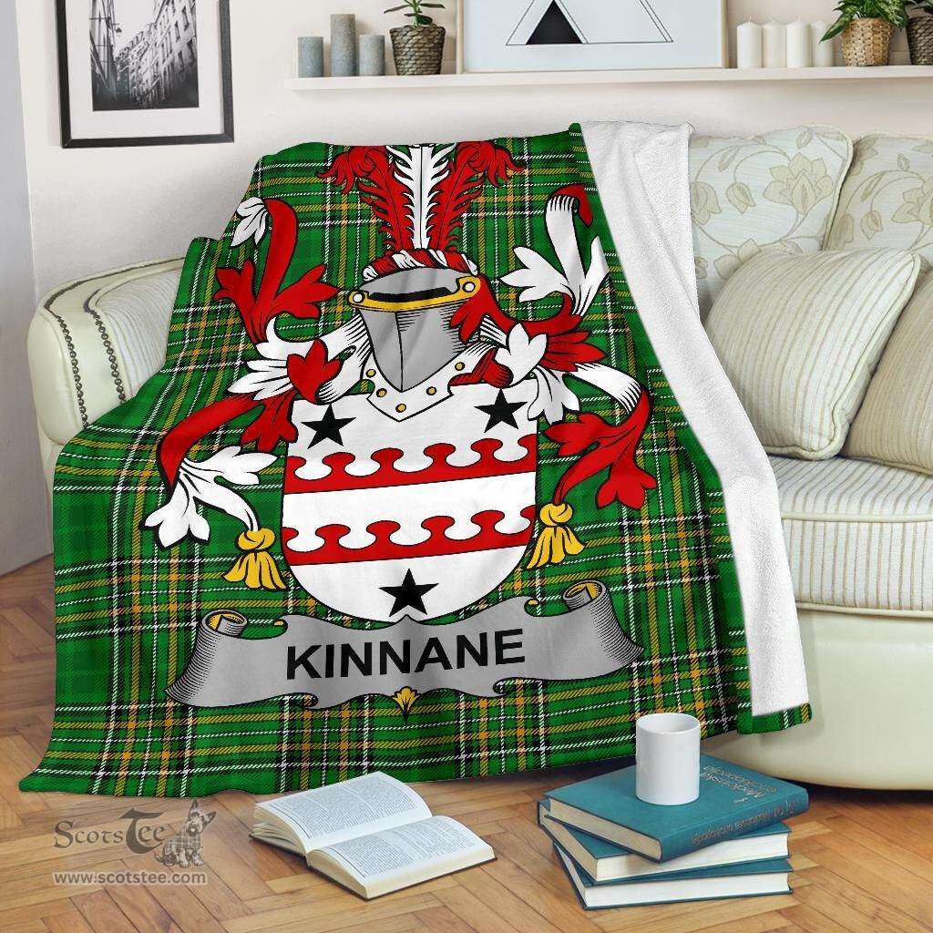 Scottish Kinnane or O'Kinane Coat of Arms Family Crest Ireland Blanket Irish National Tartan Irish County Blanket