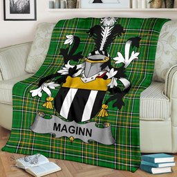 Scottish Maginn or Ginn Coat of Arms Family Crest Ireland Blanket Irish National Tartan Irish County Blanket