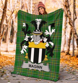 Scottish Maginn or Ginn Coat of Arms Family Crest Ireland Blanket Irish National Tartan Irish County Blanket