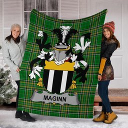 Scottish Maginn or Ginn Coat of Arms Family Crest Ireland Blanket Irish National Tartan Irish County Blanket