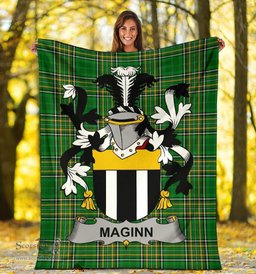 Scottish Maginn or Ginn Coat of Arms Family Crest Ireland Blanket Irish National Tartan Irish County Blanket
