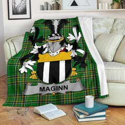 Scottish Maginn or Ginn Coat of Arms Family Crest Ireland Blanket Irish National Tartan Irish County Blanket