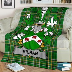 Scottish Kieran or O'Kieran Coat of Arms Family Crest Ireland Blanket Irish National Tartan Irish County Blanket