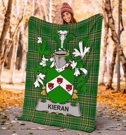 Scottish Kieran or O'Kieran Coat of Arms Family Crest Ireland Blanket Irish National Tartan Irish County Blanket