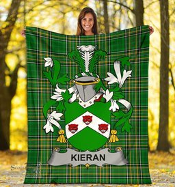 Scottish Kieran or O'Kieran Coat of Arms Family Crest Ireland Blanket Irish National Tartan Irish County Blanket
