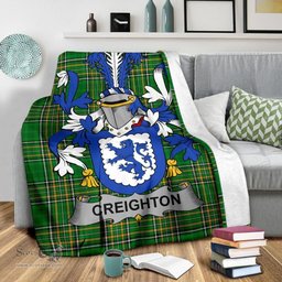 Scottish Creighton Coat of Arms Family Crest Ireland Blanket Irish National Tartan Irish County Blanket
