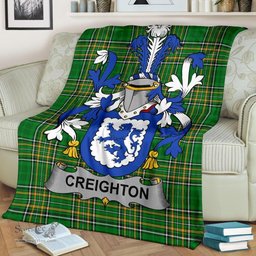 Scottish Creighton Coat of Arms Family Crest Ireland Blanket Irish National Tartan Irish County Blanket