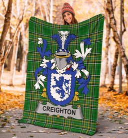 Scottish Creighton Coat of Arms Family Crest Ireland Blanket Irish National Tartan Irish County Blanket