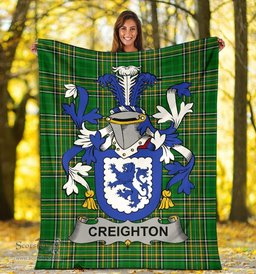 Scottish Creighton Coat of Arms Family Crest Ireland Blanket Irish National Tartan Irish County Blanket