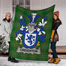 Scottish Creighton Coat of Arms Family Crest Ireland Blanket Irish National Tartan Irish County Blanket