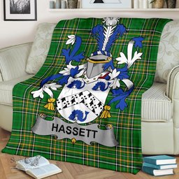 Scottish Hassett or Hasset Coat of Arms Family Crest Ireland Blanket Irish National Tartan Irish County Blanket