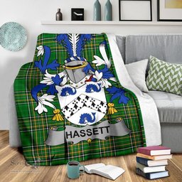 Scottish Hassett or Hasset Coat of Arms Family Crest Ireland Blanket Irish National Tartan Irish County Blanket