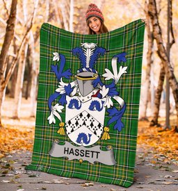 Scottish Hassett or Hasset Coat of Arms Family Crest Ireland Blanket Irish National Tartan Irish County Blanket