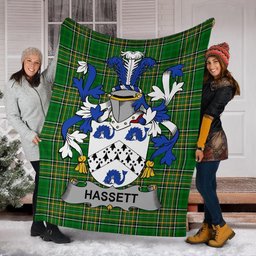 Scottish Hassett or Hasset Coat of Arms Family Crest Ireland Blanket Irish National Tartan Irish County Blanket