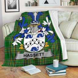 Scottish Hassett or Hasset Coat of Arms Family Crest Ireland Blanket Irish National Tartan Irish County Blanket