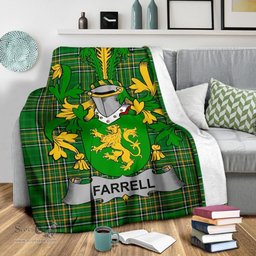 Scottish Farrell or O'Ferrell Coat of Arms Family Crest Ireland Blanket Irish National Tartan Irish County Blanket