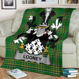 Scottish Looney or O'Lunney Coat of Arms Family Crest Ireland Blanket Irish National Tartan Irish County Blanket