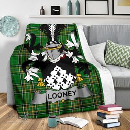 Scottish Looney or O'Lunney Coat of Arms Family Crest Ireland Blanket Irish National Tartan Irish County Blanket