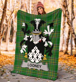 Scottish Looney or O'Lunney Coat of Arms Family Crest Ireland Blanket Irish National Tartan Irish County Blanket