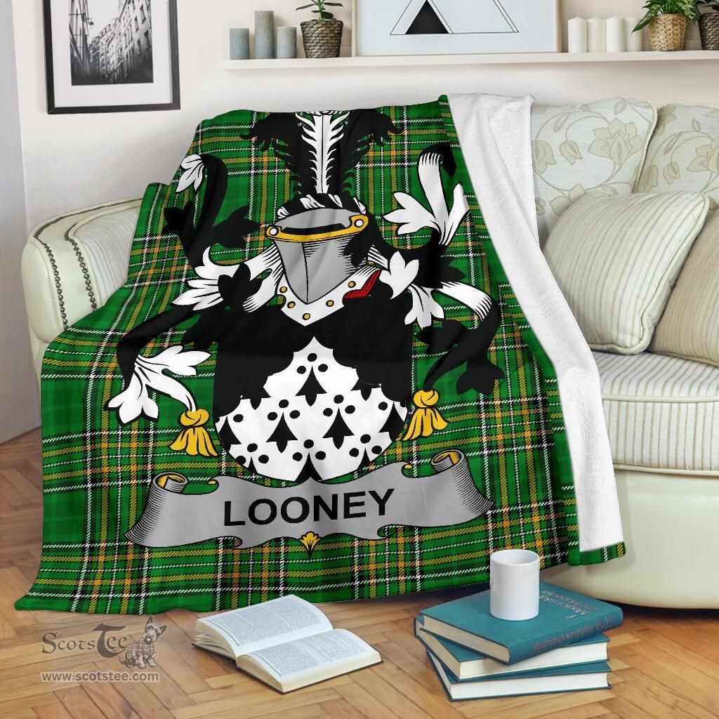 Scottish Looney or O'Lunney Coat of Arms Family Crest Ireland Blanket Irish National Tartan Irish County Blanket