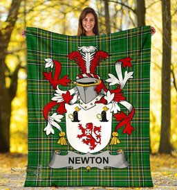 Scottish Newton Coat of Arms Family Crest Ireland Blanket Irish National Tartan Irish County Blanket