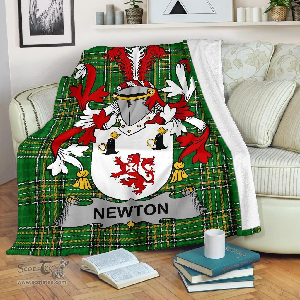 Scottish Newton Coat of Arms Family Crest Ireland Blanket Irish National Tartan Irish County Blanket