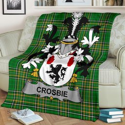 Scottish Crosbie or McCrossan Coat of Arms Family Crest Ireland Blanket Irish National Tartan Irish County Blanket