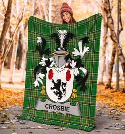 Scottish Crosbie or McCrossan Coat of Arms Family Crest Ireland Blanket Irish National Tartan Irish County Blanket