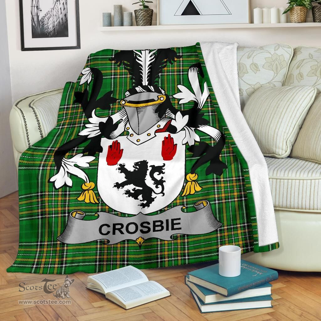 Scottish Crosbie or McCrossan Coat of Arms Family Crest Ireland Blanket Irish National Tartan Irish County Blanket
