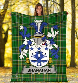 Scottish Shanahan or O'Shanahan Coat of Arms Family Crest Ireland Blanket Irish National Tartan Irish County Blanket