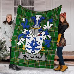 Scottish Shanahan or O'Shanahan Coat of Arms Family Crest Ireland Blanket Irish National Tartan Irish County Blanket