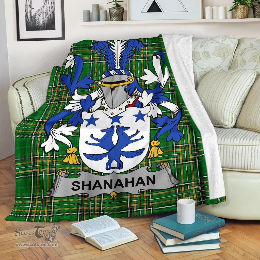 Scottish Shanahan or O'Shanahan Coat of Arms Family Crest Ireland Blanket Irish National Tartan Irish County Blanket