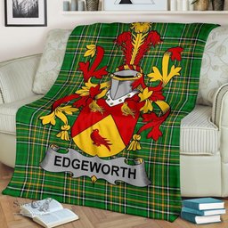 Scottish Edgeworth Coat of Arms Family Crest Ireland Blanket Irish National Tartan Irish County Blanket
