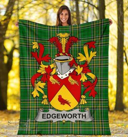 Scottish Edgeworth Coat of Arms Family Crest Ireland Blanket Irish National Tartan Irish County Blanket