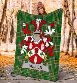 Scottish Cullen or O'Cullen Coat of Arms Family Crest Ireland Blanket Irish National Tartan Irish County Blanket