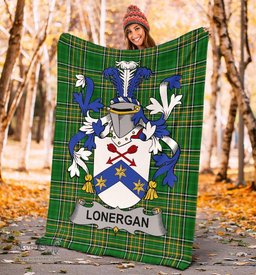 Scottish Lonergan or O'Lonergan Coat of Arms Family Crest Ireland Blanket Irish National Tartan Irish County Blanket