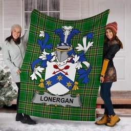 Scottish Lonergan or O'Lonergan Coat of Arms Family Crest Ireland Blanket Irish National Tartan Irish County Blanket