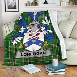 Scottish Lonergan or O'Lonergan Coat of Arms Family Crest Ireland Blanket Irish National Tartan Irish County Blanket