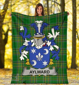 Scottish Aylward Coat of Arms Family Crest Ireland Blanket Irish National Tartan Irish County Blanket