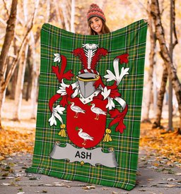 Scottish Ash Coat of Arms Family Crest Ireland Blanket Irish National Tartan Irish County Blanket