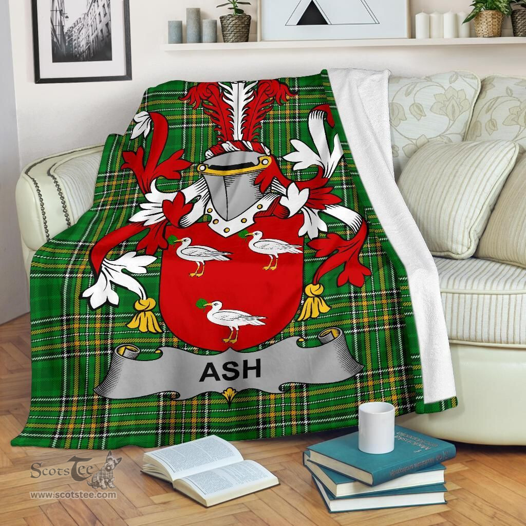 Scottish Ash Coat of Arms Family Crest Ireland Blanket Irish National Tartan Irish County Blanket