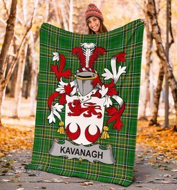 Scottish Kavanagh or Cavanagh Coat of Arms Family Crest Ireland Blanket Irish National Tartan Irish County Blanket